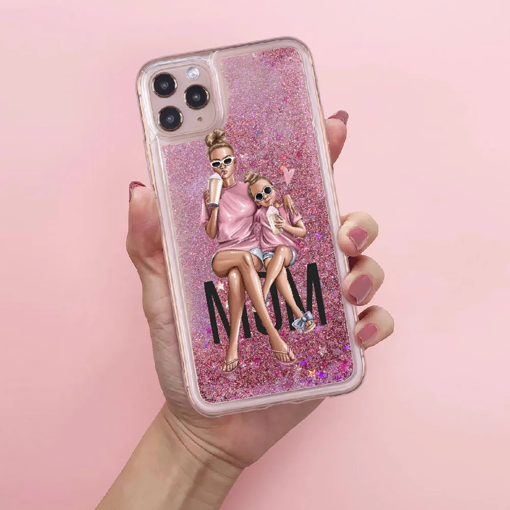 

Classy Girl Mon Baby Sparkle Liquid Real Glitter Phone Case Fundas Cover for iPhone 11 X XS XR Max Pro 7 8 7Plus 8Plus 6