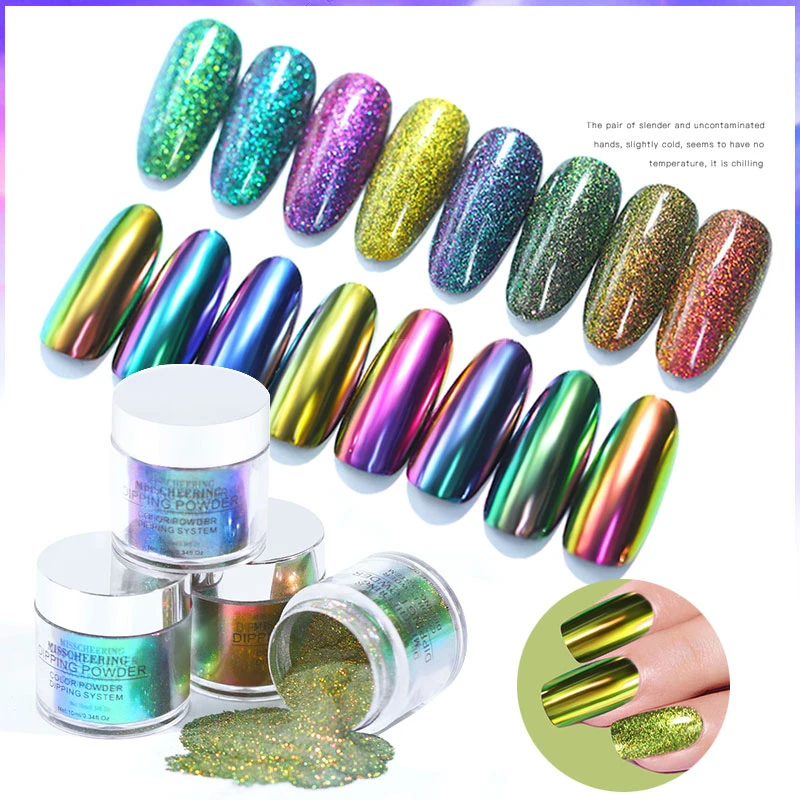 

Aurora Starry Dipping Powder Mirror Effect Glitter Pigment Nail Art Decoration Polish Design Nail Extension Carving 4 In 1 Dust