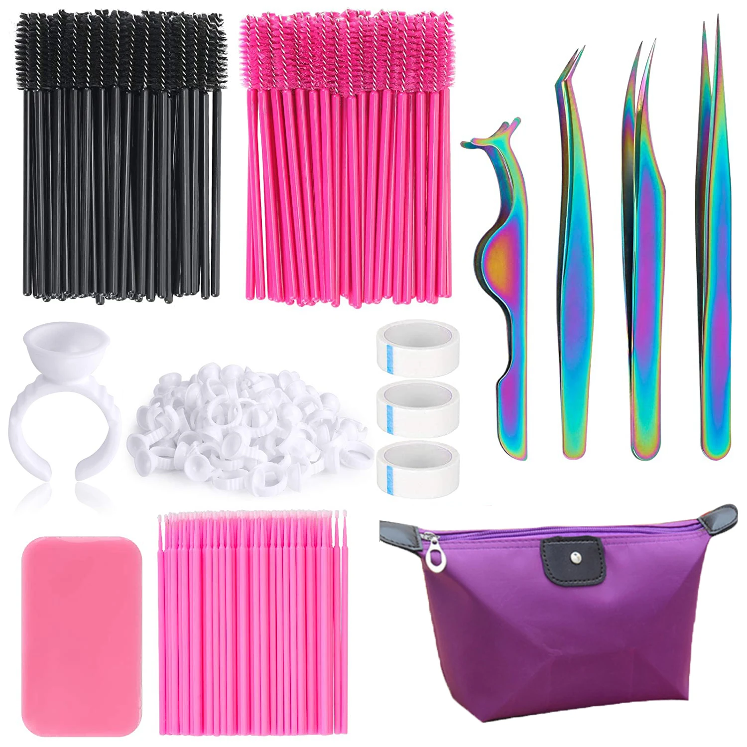 

Принадлежности для наращивания ресниц Набор прецизионных пинцетов набор микро-кистей клейкая лента кольцо тушь для ресниц палочки Апплика...