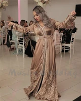 brown moroccan kaftan evening dresses long lace appliques mother dress arabic muslim special occasion formal party gowns 2020