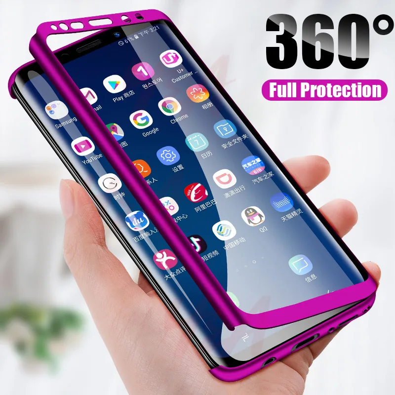 

360 Full Coverage Phone Case For Samsung Galaxy A3 A5 A7 A8 J1 J2 J3 J5 J7 ACE Prime 2015 2016 2017 With Tempered Glass Cover