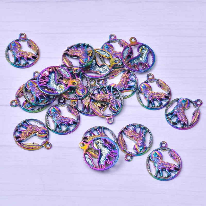 Круглые ажурные Подвески воющего волка 10 шт./лот подвеска сделай сам в виде