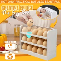 three layers creative flip egg storage box fridge organizer container household kitchen egg keep fresh rack can store 30 egg