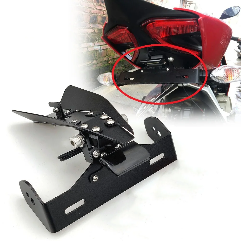 

Держатель номерного знака MOTO для DUCATI 899 959 1199 1299 Panigale/S/R Модификация аксессуары для мотоциклов светодиодный задний кронштейн