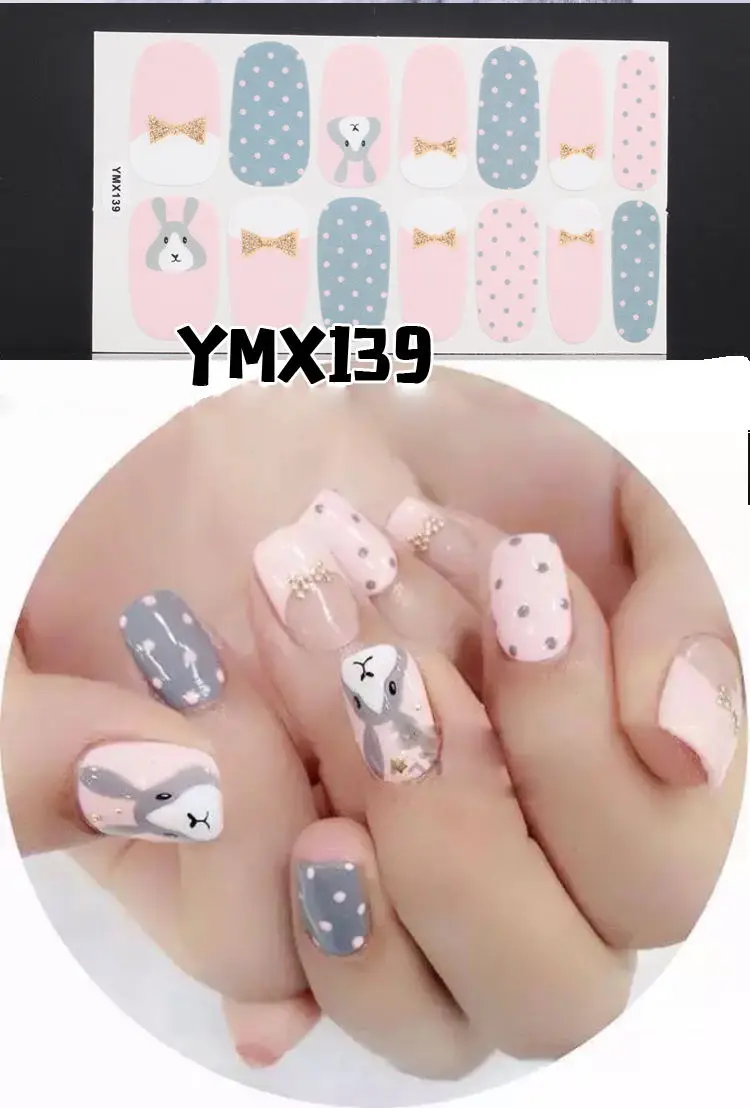 YMX-139 14 наконечников клей для накладных ногтей стикер DIY маникюр Снежинка Блестящий лак для ногтей с блестками полоски Обертывания Аксессуары - Цвет: YMX-139