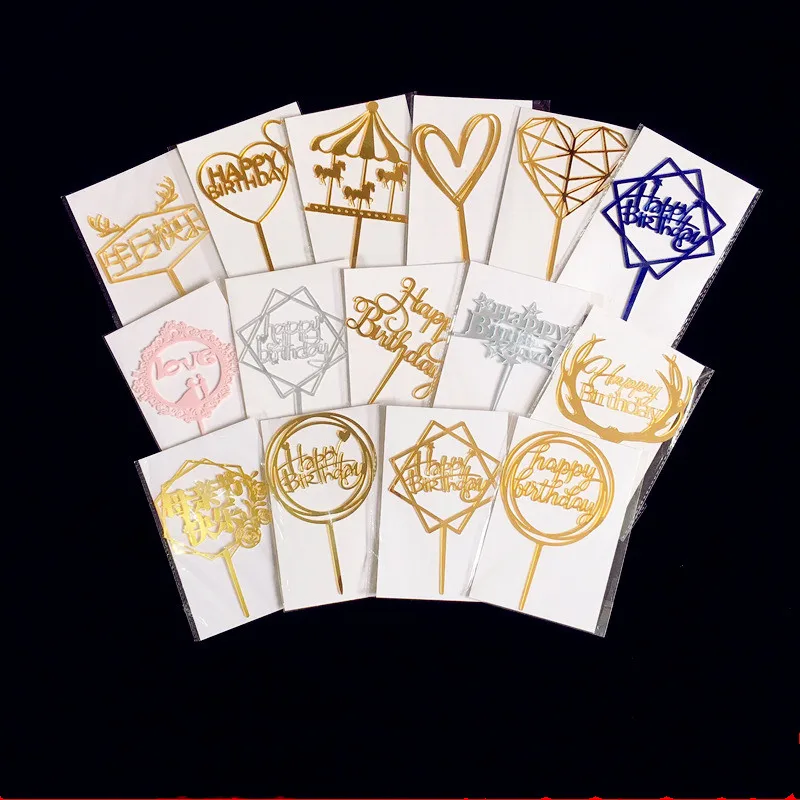 1 шт./блестящий Топпер для торта С Днем Рождения акриловое украшение с надписью