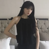 summer women sexy knitted tank tops solid loose spaghetti strap o neck sleeveless cami casual office ladies camisole new 2021