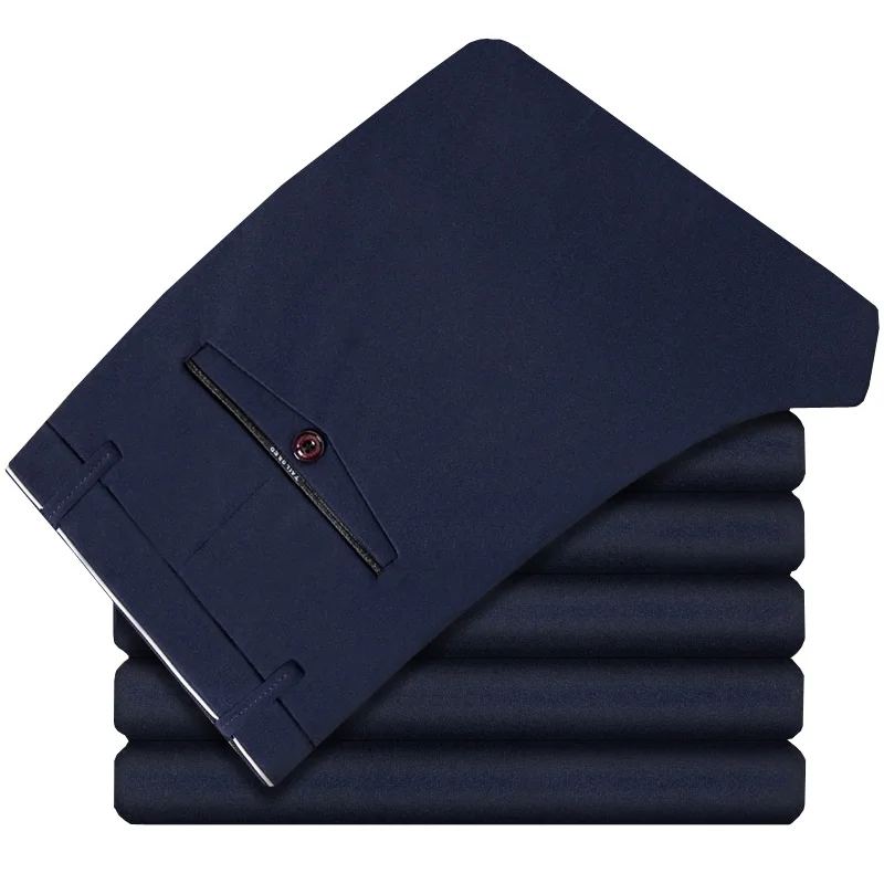 Большие размеры 48, 50, 52, 6XL, 7XL, 8XL, 9XL, 10XL, мужские брюки, строгие прямые брюки, осенние брюки, деловые темно-синие брюки