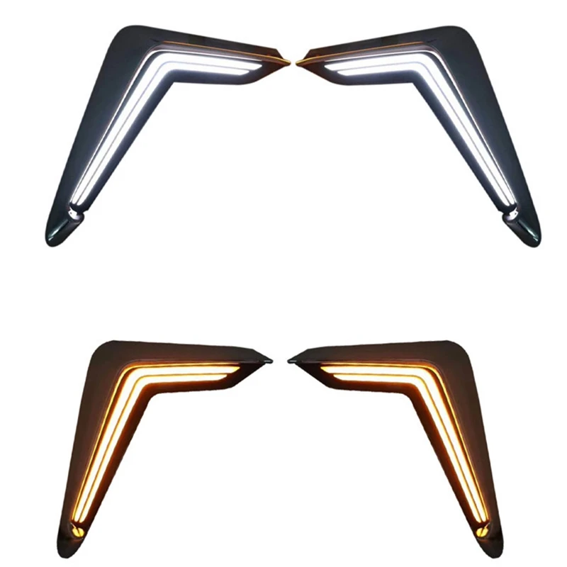 

2Pcs for Toyota Alpha Alfa-Romeo 2019-2020 with Yellow and Blue Three-Color Daytime Running Lights