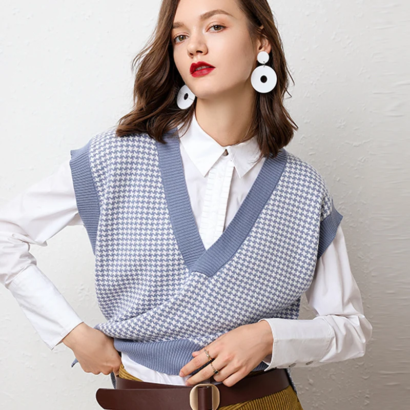 Женский шерстяной кашемировый жилет свободный Трикотажный с v образным вырезом