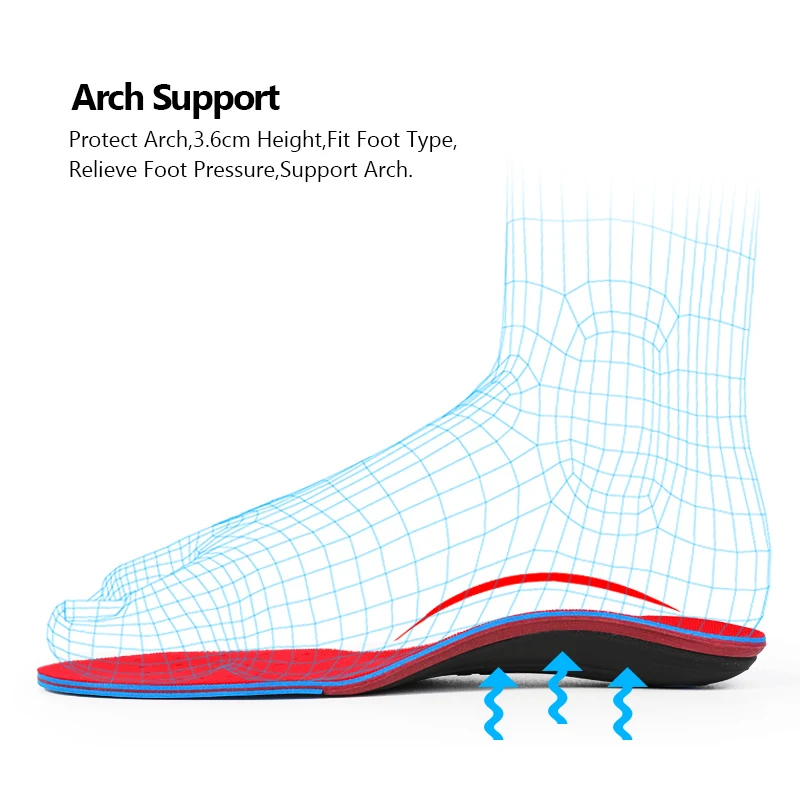 BANGNI Orthopedic Insoles Arch Support Shoes Pad Flat Feet Inserts Orthotic Heel Pain Plantar Fasciitis Sole for Women Men