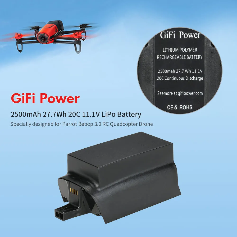 Оригинальная батарея 11,1 V 2500mAh для Parrot Bebop Drone 3,0, обновленная емкость, Lipo аккумулятор для беспилотника, запасная батарея 11,1 v