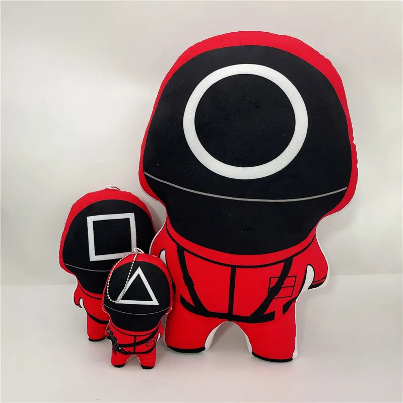 

1pc 13cm Squid Game Round Six Plush Doll Keychain Amine Circle Triangle Square Bag Pendant Keyring Dolls Kids Gifts