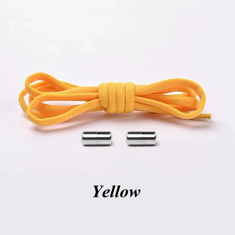 Yellow 1 пара эластичных шнурков, круглые шнурки без шнурков для обуви для детей и взрослых, шнурки для кроссовок, быстросохнущие шнурки 19 цветов - Цвет: Yellow