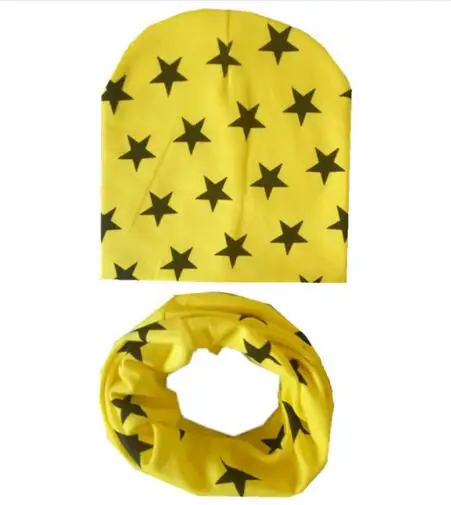 yellow star Новинка весны осень-зима девочек шляпа набор крючком Детская Шапки для девочек и мальчиков Кепки Детские шапочки Кепки s малышей Шапка Шарф Воротники - Цвет: yellow star