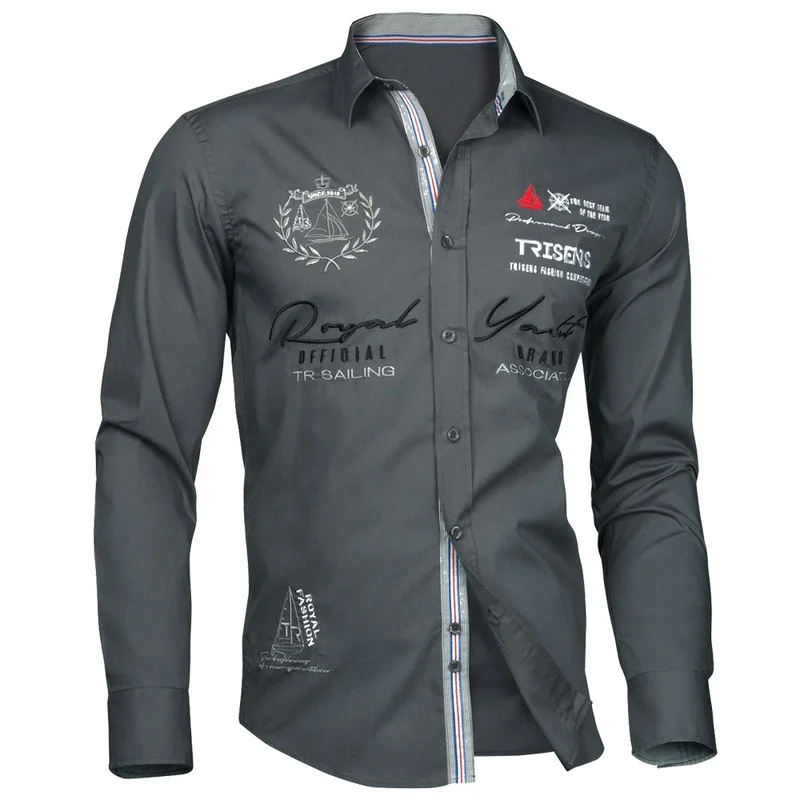 ZOGAA мужские рубашки с принтом 2019 повседневные длинным рукавом блузки на