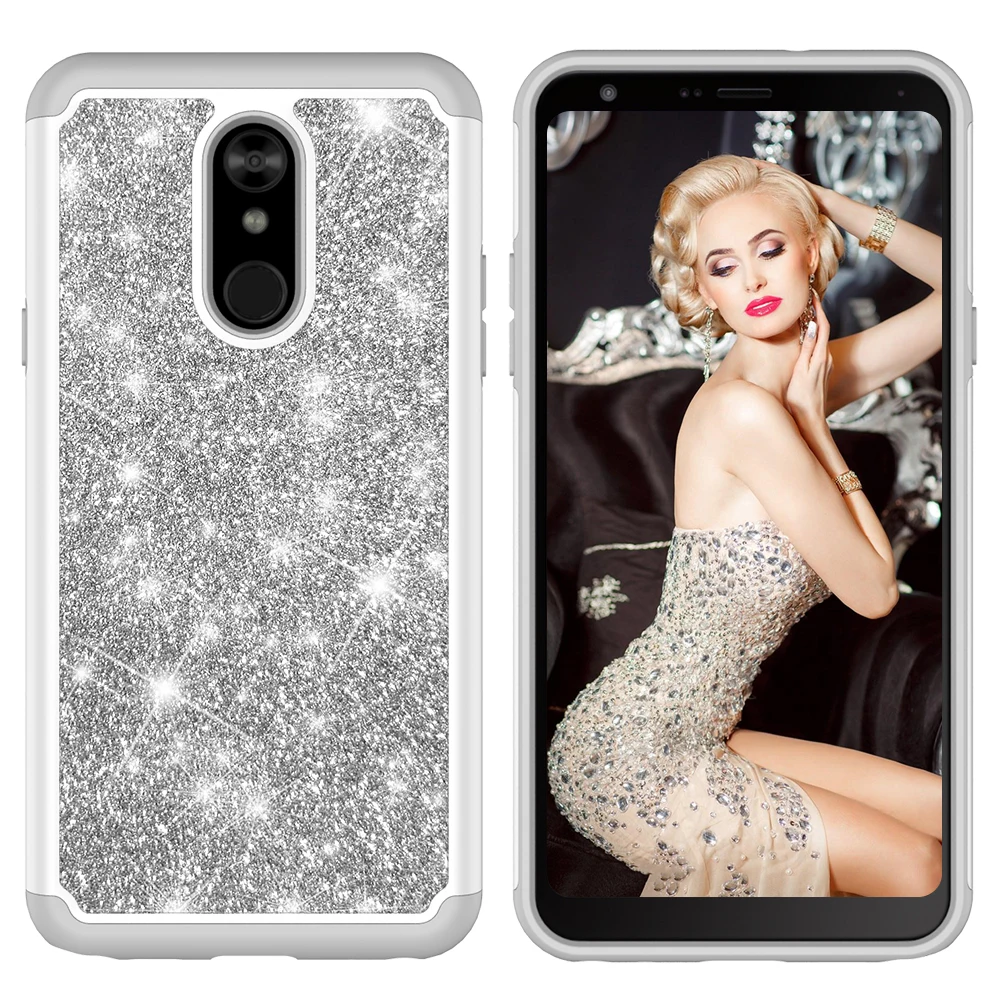 Блестящий чехол для LG Stylo 5 4 G8 G7 V40 Q7 ThinQ Q Stylus 4 Bling двухслойный тяжелый ударопрочный чехол для девочек для LG K40 K8 K10