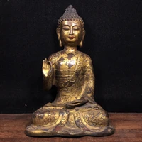 11chinese folk collection old bronze cinnabar lacquer shakyamuni amitabha sitting buddha enshrine the buddha ornaments