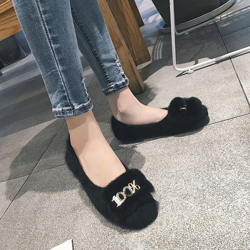 Aleafalling/Модная Изысканная короткая плюшевая обувь на плоской подошве для девочек