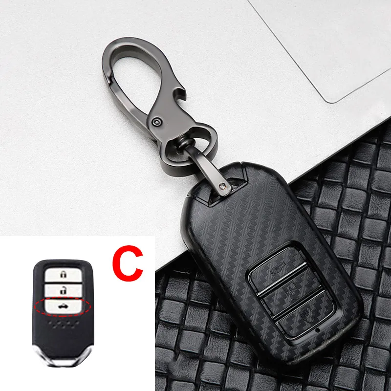 C Чехол для ключей автомобиля из углеродного волокна ABS для Honda Civic CRV HR-V Odyssey Accord City Pilot Vezel Jazz BRV XR-V Fit Freed - Название цвета: C