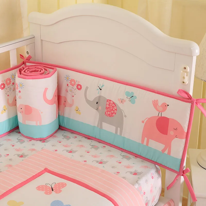 Постельные принадлежности младенца комплект 7 шт милый розовый слон для детской