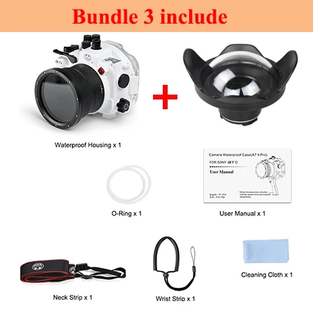 white case w fisheye Seafrogs A7 II Pro 40 м/130 футов подводный водонепроницаемый корпус чехол для sony A7 II A7R II A7S II поддержка 28-70 мм объектив с ручкой - Цвет: white case w fisheye
