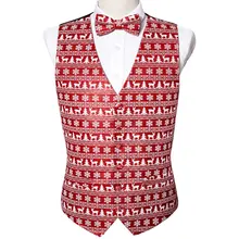 3D Print Red Christmas Vest Men Autumn New Slim Fit Waistcoat Bowtie Set Mens Xmas Party Holiday Prom Tuxedo Vests Barry.Wang (4)