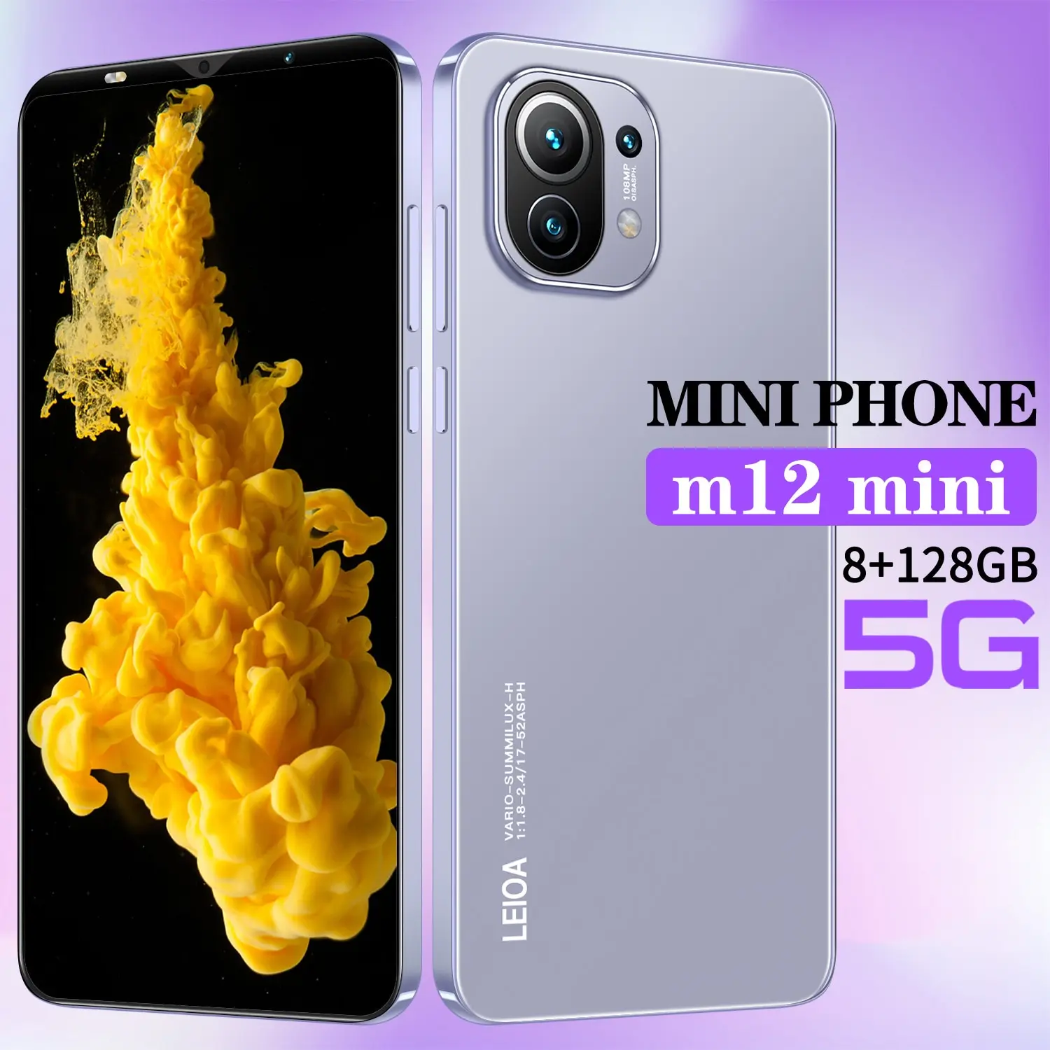 

Global Version M12 Mini 5.2Inch Smartphone 8G +256G ROM 4800mAh Large Battery Android Full Display Dual SIM 4G/5G Call Phone