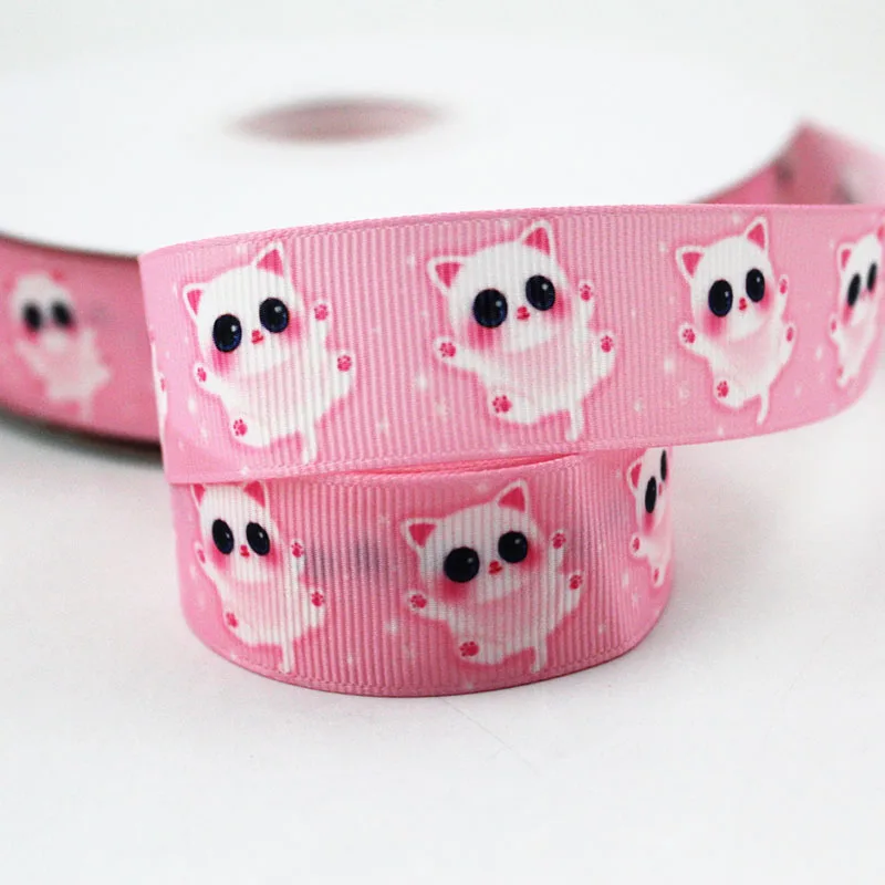 

cartoon cat printed16/22/25/38/75mm grosgrain ribbons 10 25 50 yards DIY bows gift wrapping wedding decoration webbing