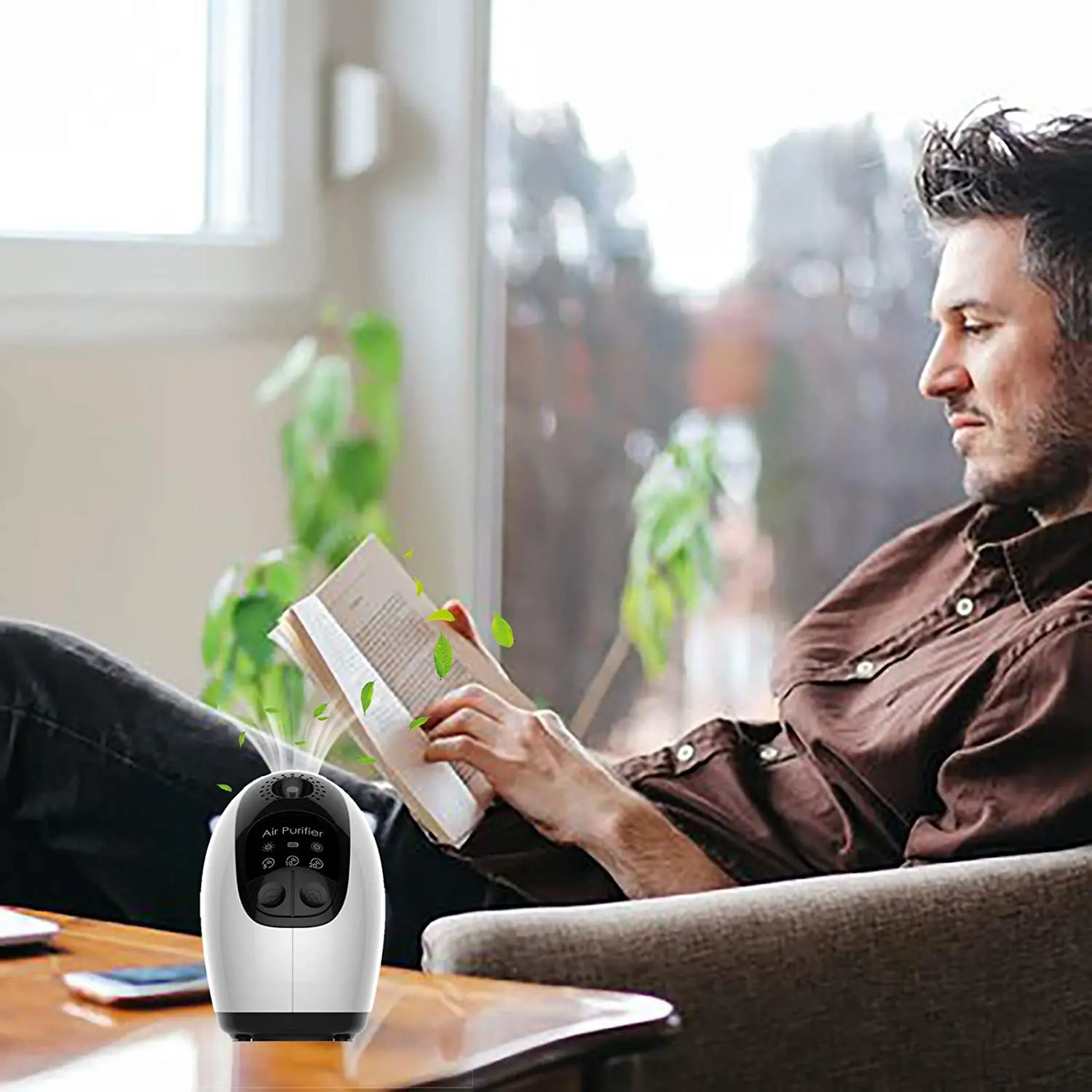 

Type-C Rechargeable Portable Negative Ion Generator Ozone Ionizer For Car Room Kitchen Office To Remove Smoke Dust Bacteria