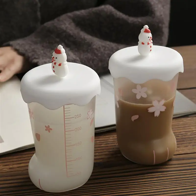 

2Pcs Christmas Silicone Cup Lids Leak Proof Cup Lid Cover for Toddlers Kids