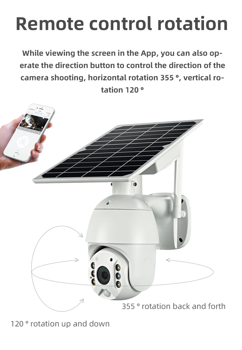 

Wifi 1080P Outdoor Solar 4g PTZ Camera IP Camera Wifi Waterproof IP66 PIR Alarm Motion Detection P2P CCTV Security Camera