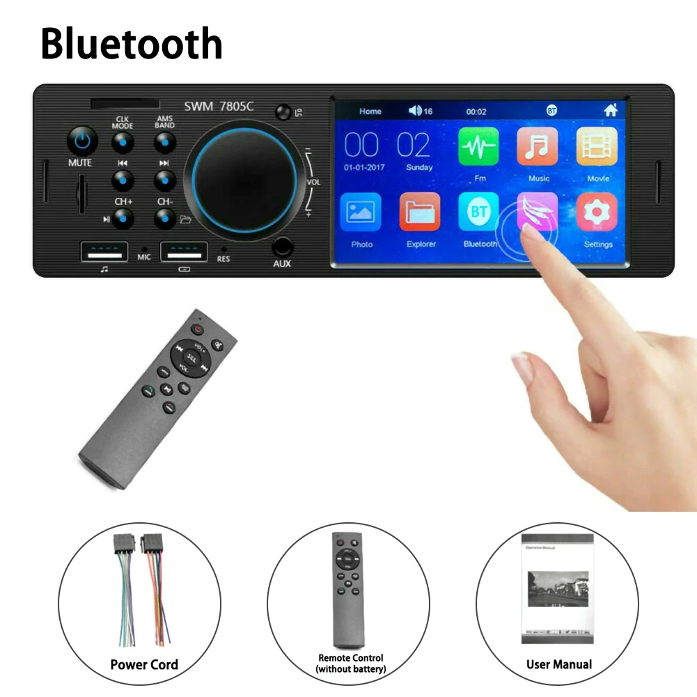 

4.1 Inches HD 1 Din Car Radio Stereo Touch Screen Autoradio Replace WMA Bluetooth AUX In-Dash MP5 Udisk Car Stereo Radio Coche