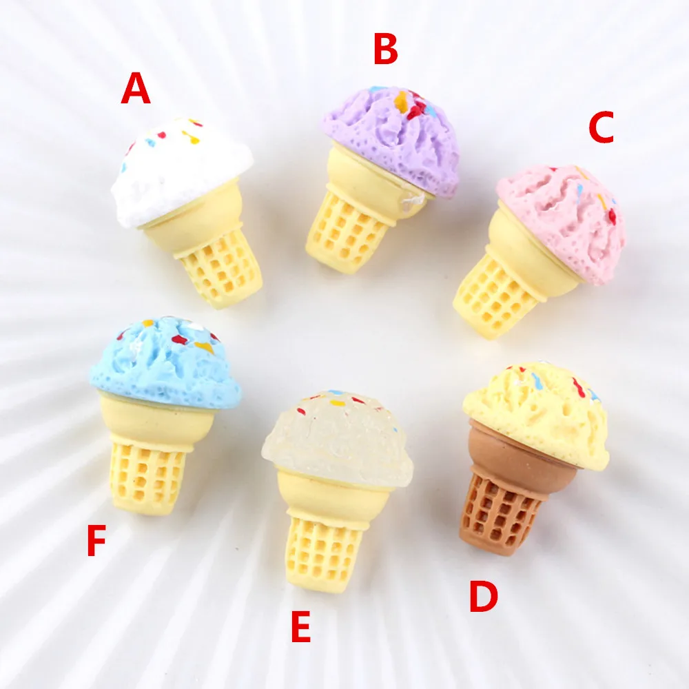 

Resin Cabochons 3D Ice Cream Charm Decorations 10pcs cute Food Hairbow Centers Cabochon for jewelry making