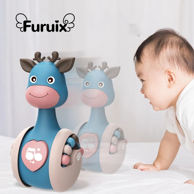 

Sliding Deer Baby Tumbler Rattle Learning Education Toys Newborn Teether Infant Hand Bell Mobile Stroller Music Roly-poly Toy