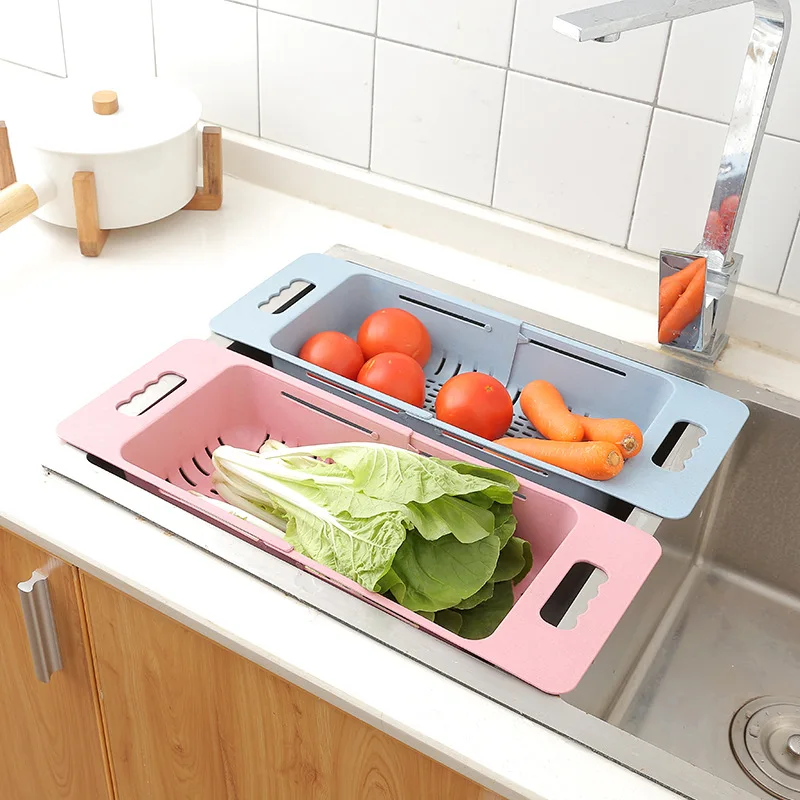 1pc new plastic adjustable dish drainer sink drain basket washing vegetable fruit drying rack practical organizer kitchen gadget free global shipping