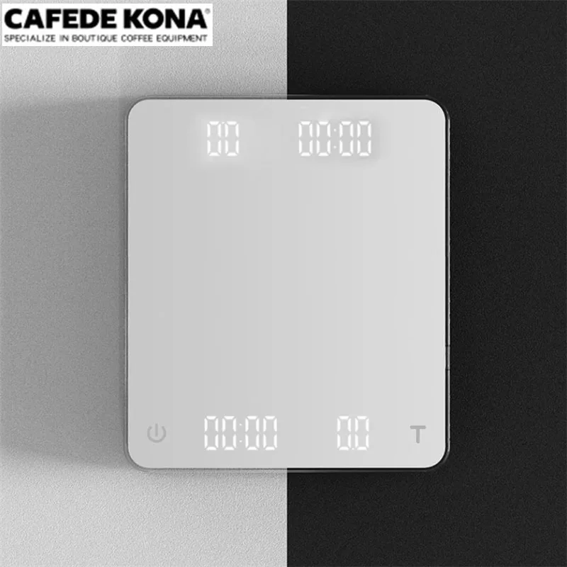 Электронные весы CAFEDE KONA с двойным экраном для кофе таймером USB кухонные