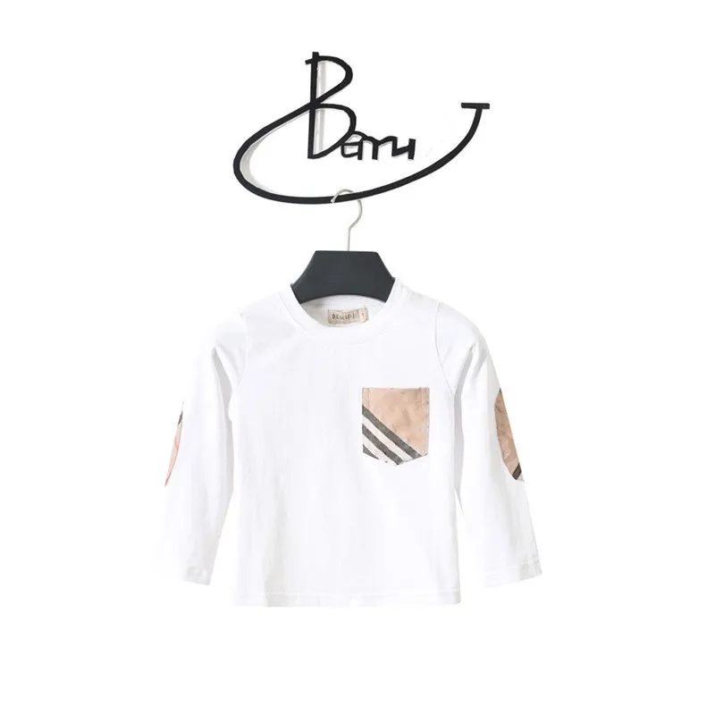 Новые детские футболки для мальчиков с карманами в полоску топы длинными