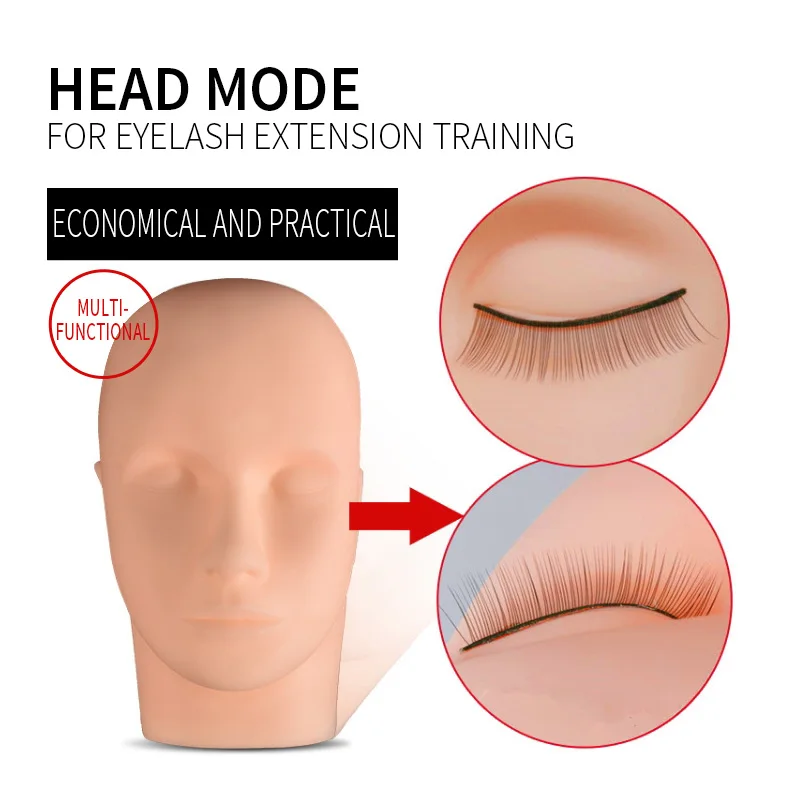 

Silicone Mannequin Head Model For Practice False Eyelashes Grafting Teaching Training Beginners Eyelashes Extension Tools