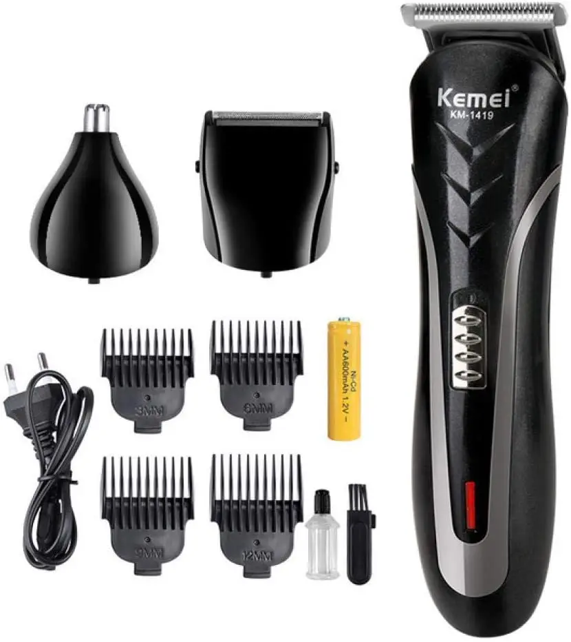 

Kemei KM-1419 Multi Functional Rechargeable Hair Clipper For Men Wireless Electric Shaver Beard Nose Ear Shaver Hair Trimmer