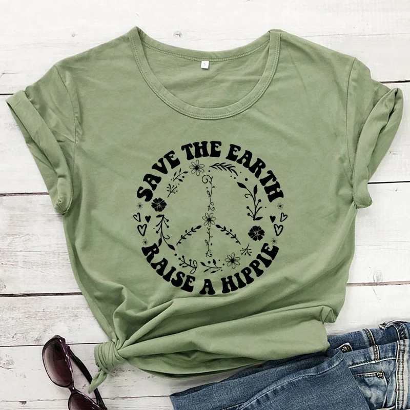 Футболка с надписью Save the Earth повседневные хлопковые футболки рисунком в стиле
