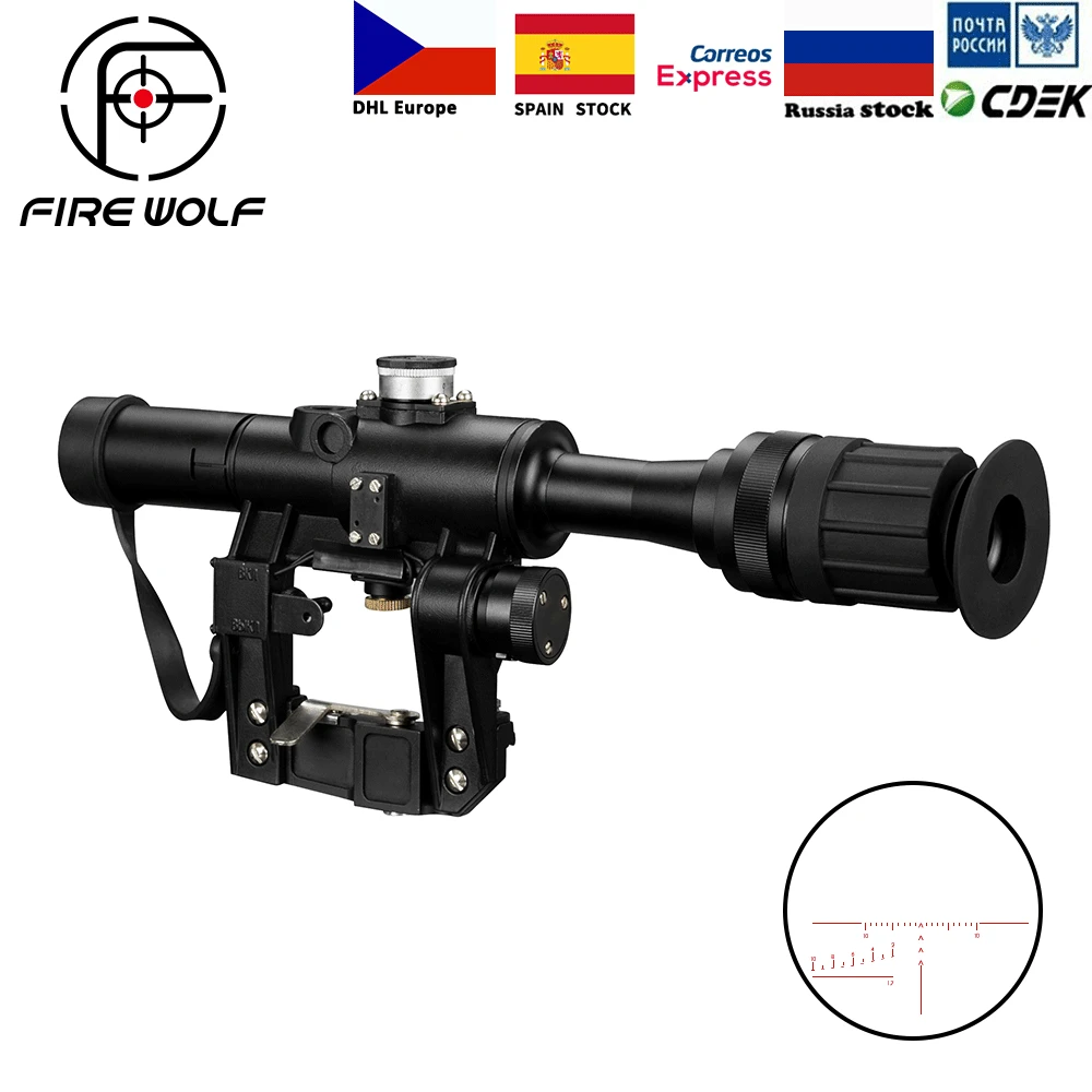 

FIRE WOLF 4x24 PSO Type Riflescope SVD Sniper Rifle Series AK Rifle Scope for Hunting Sight
