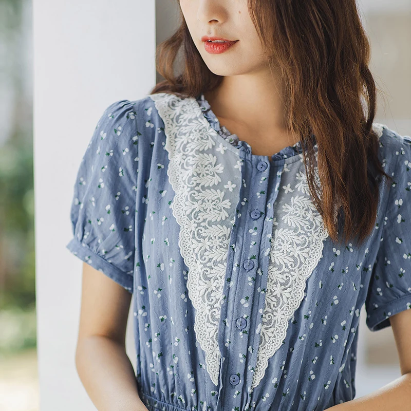 INMAN платье с коротким рукавом кружевное в шикарном стиле присборенной талией |