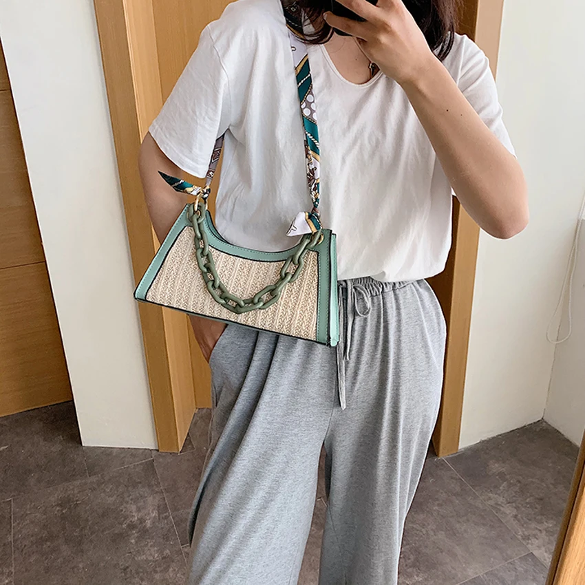 Женская соломенная сумка-мессенджер TOYOOSKY повседневная однотонная сумка из