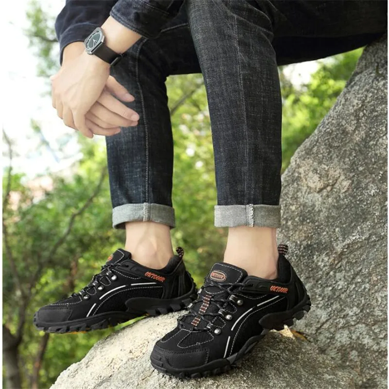 

new Men's Hiking Shoes Breathable Outdoor Fishing Camping Tourism Shoes Men Walking Mountain Climbing Sneakers Zapatillas Hombre