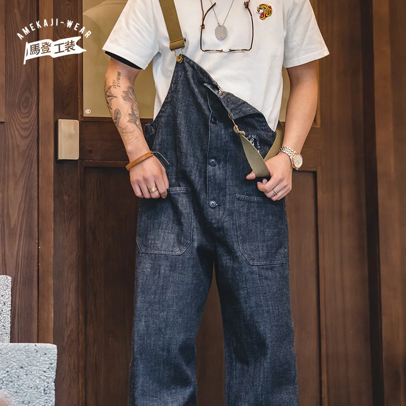 Комбинезон мужской джинсовый винтажный комбинезон в американском стиле прямые