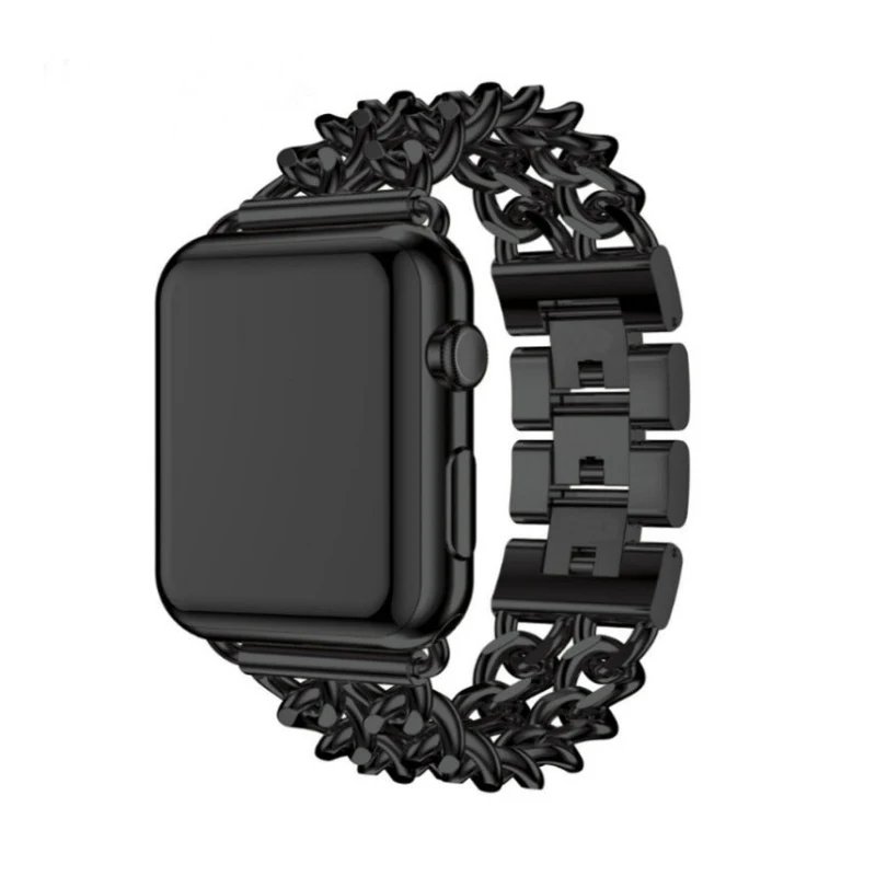 

Suitable for Apple Watch Strap Metal Denim Chain iWatch Strap Apple Double Row Denim Chain Strap