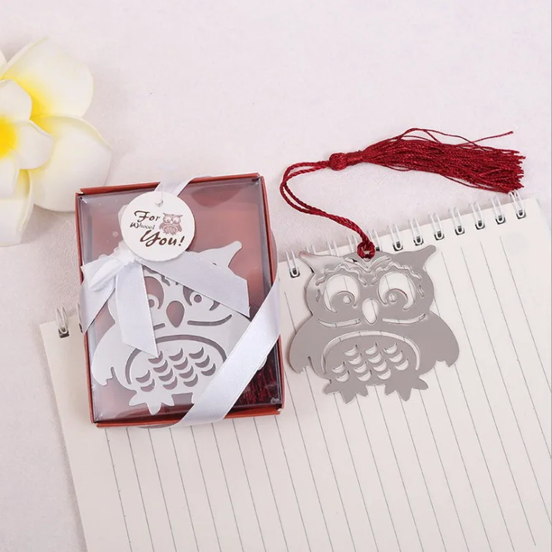 

Owl monolithic metal bookmark with tassel for Back To School student's favors bookmark Exquisite wedding favor gifts