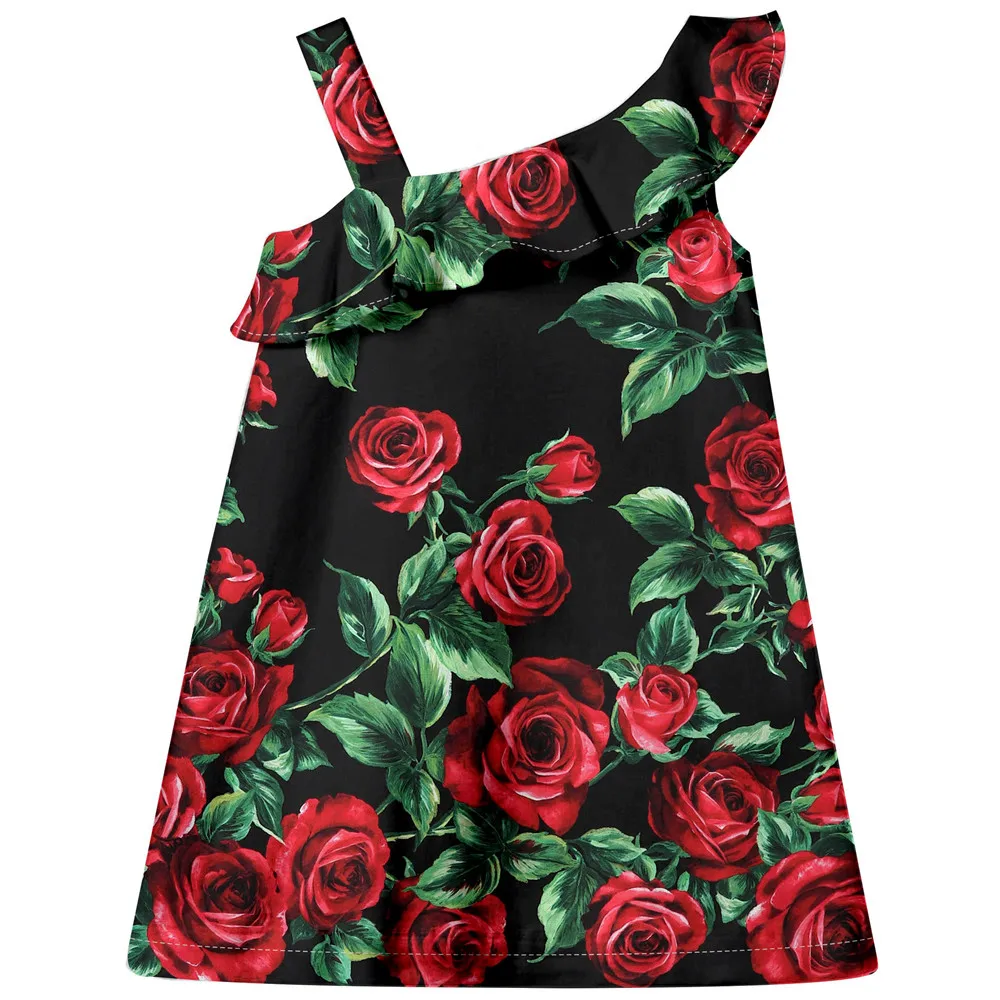 Платье с принтом для маленьких девочек Летний стиль Модные Вечерние Платья