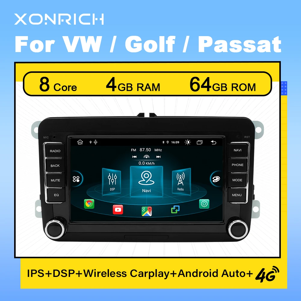 Автомагнитола Carplay для VW/Volkswagen/Golf/Passat/b7/b6/Skoda/Seat/Octavia/Polo/Tiguan 4G GPS  Автомобили